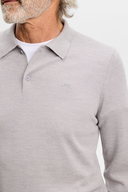 J.Lindeberg |  Polo en laine mérinos tricotée Kai - Gris clair