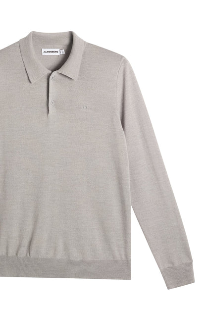 J.Lindeberg |  Polo en laine mérinos tricotée Kai - Gris clair