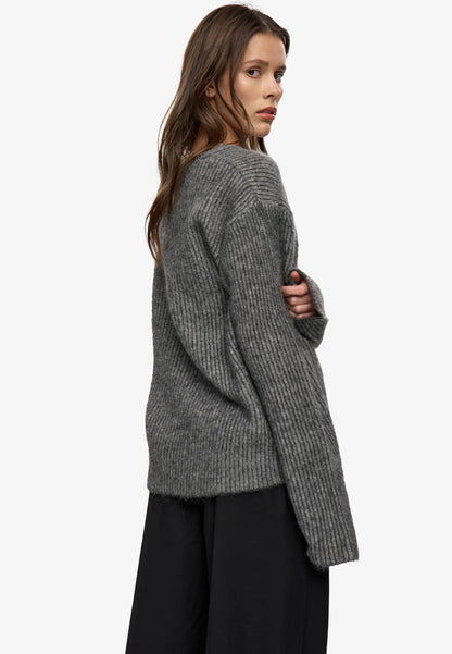 MINIMUM | Pull à col en V 'Gina' | Gris foncé