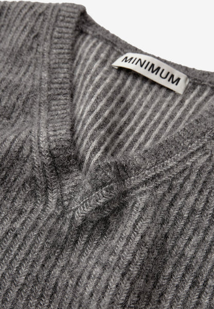 MINIMUM | Pull à col en V 'Gina' | Gris foncé