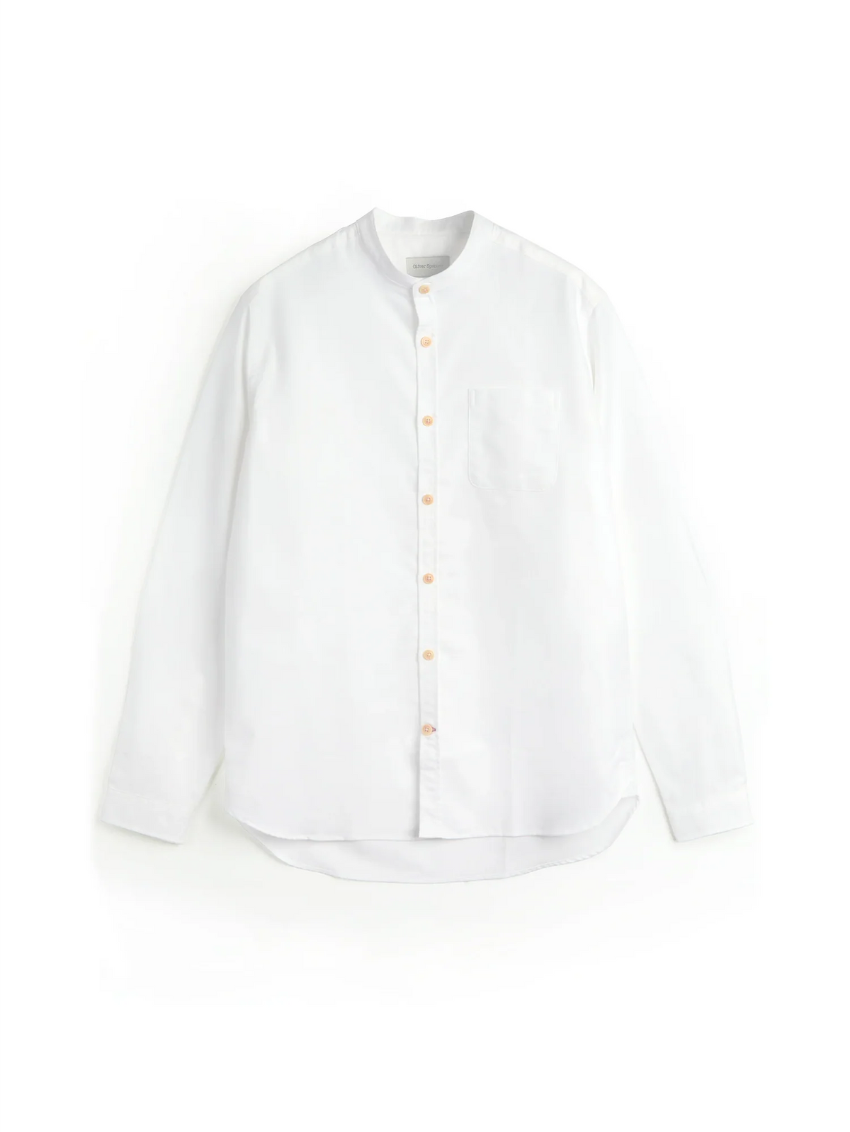 Oliver Spencer | Chemise à manches longues à col rond "Grandad" - Blanc Brecon