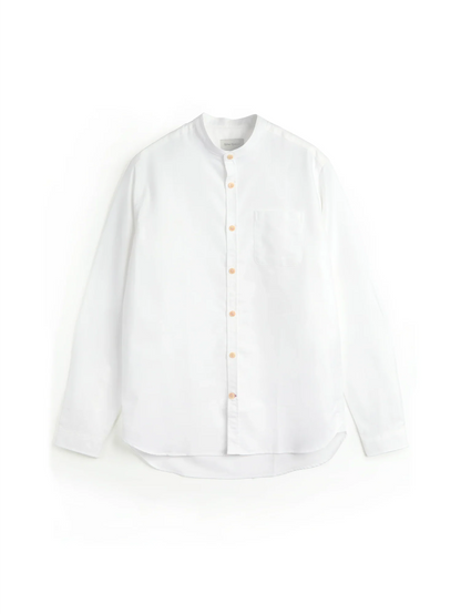 Oliver Spencer | Chemise à manches longues à col rond "Grandad" - Blanc Brecon
