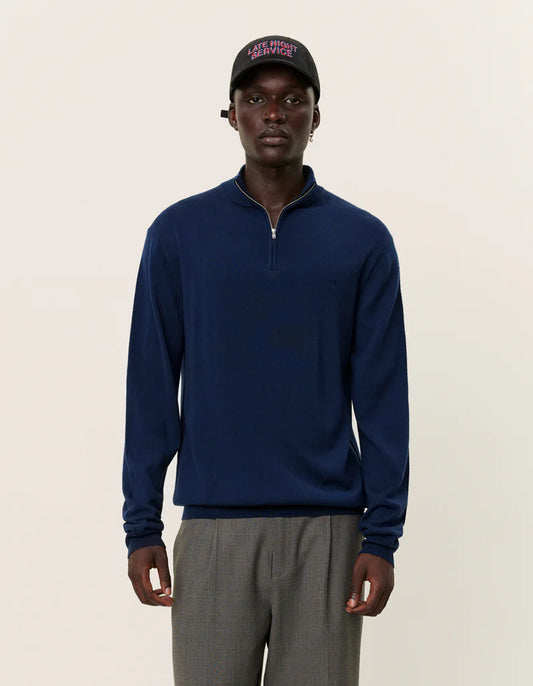 Les Deux | Pull demi-zip "Greyson" - Bleu Marine