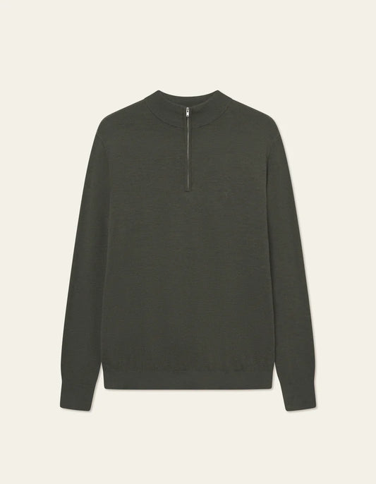Les Deux | Pull demi-zip "Greyson" - Vert Foret