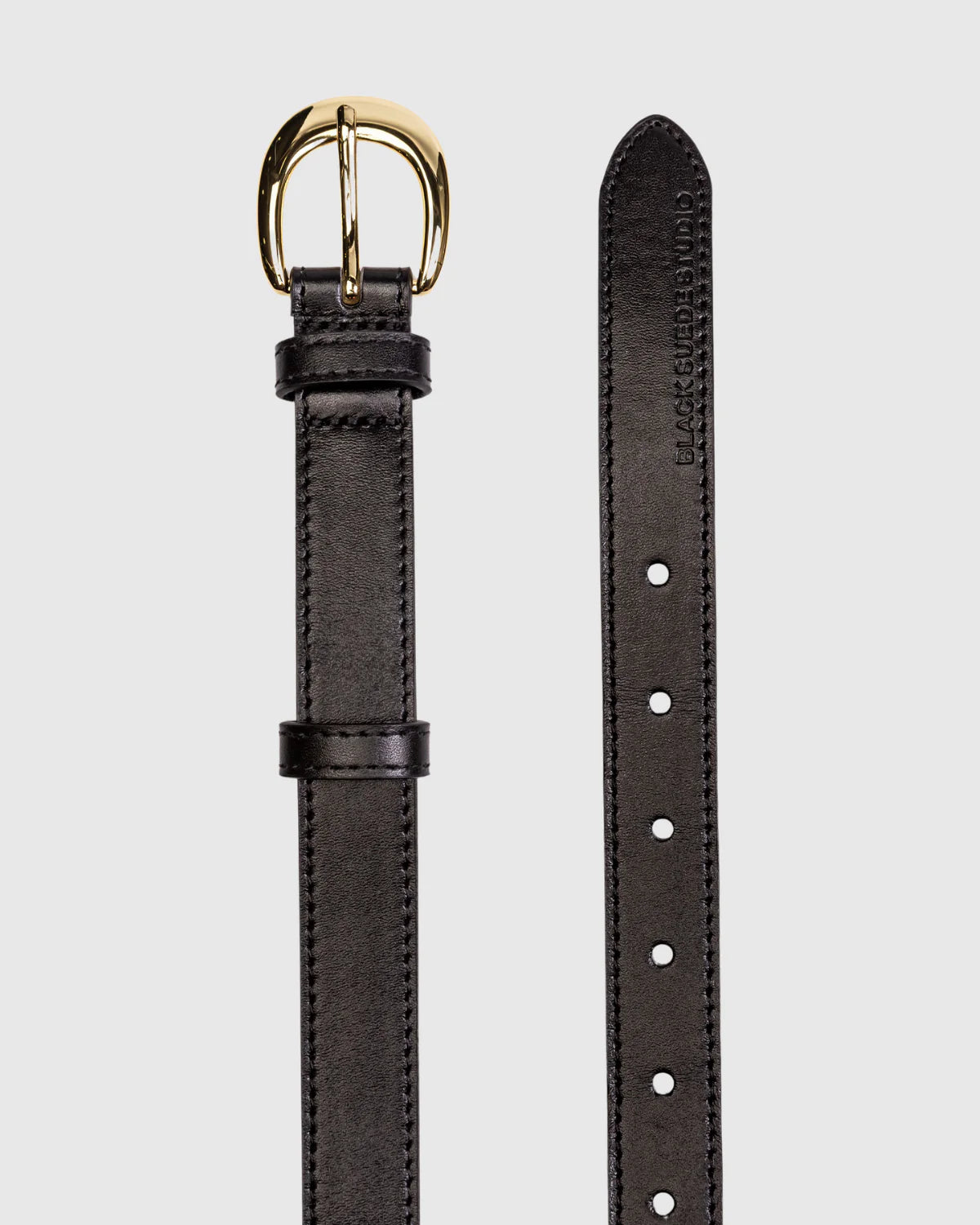 Black Suede Studio | Ceinture en cuir "Half Moon Belt" - Noir et Or