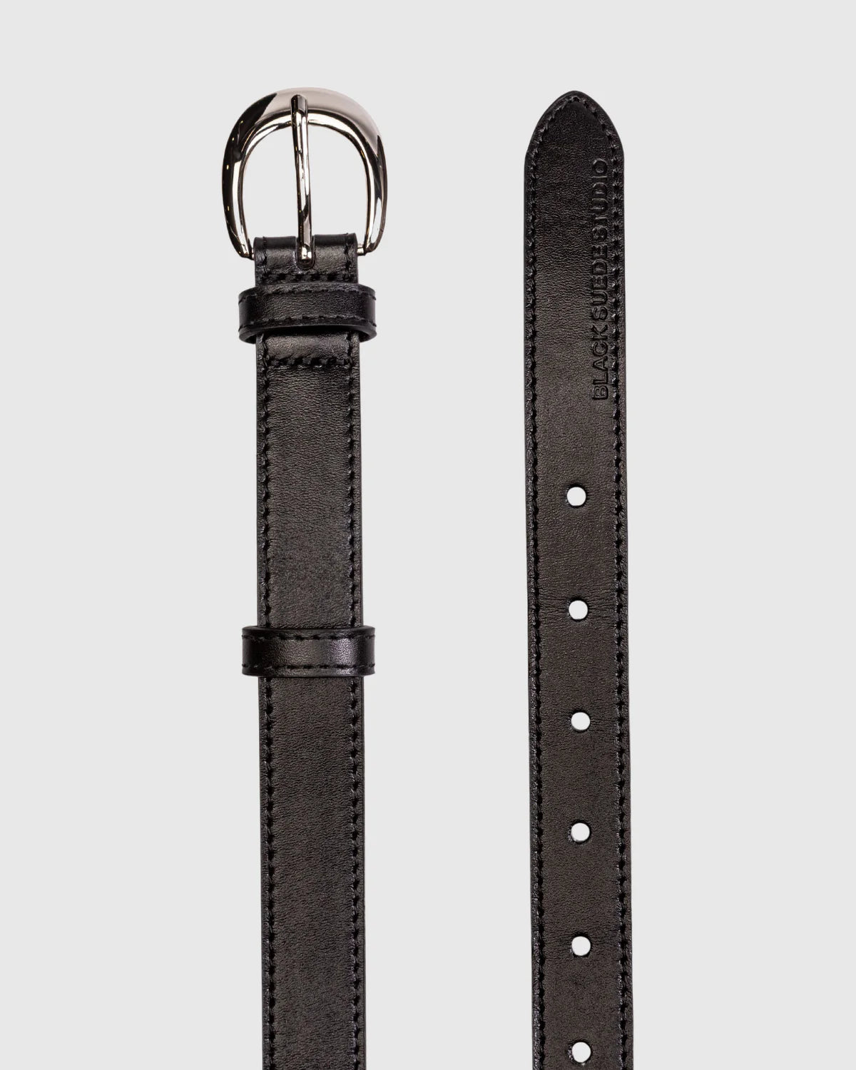 Black Suede Studio | Ceinture en cuir "Half Moon Belt" - Noir et Argent