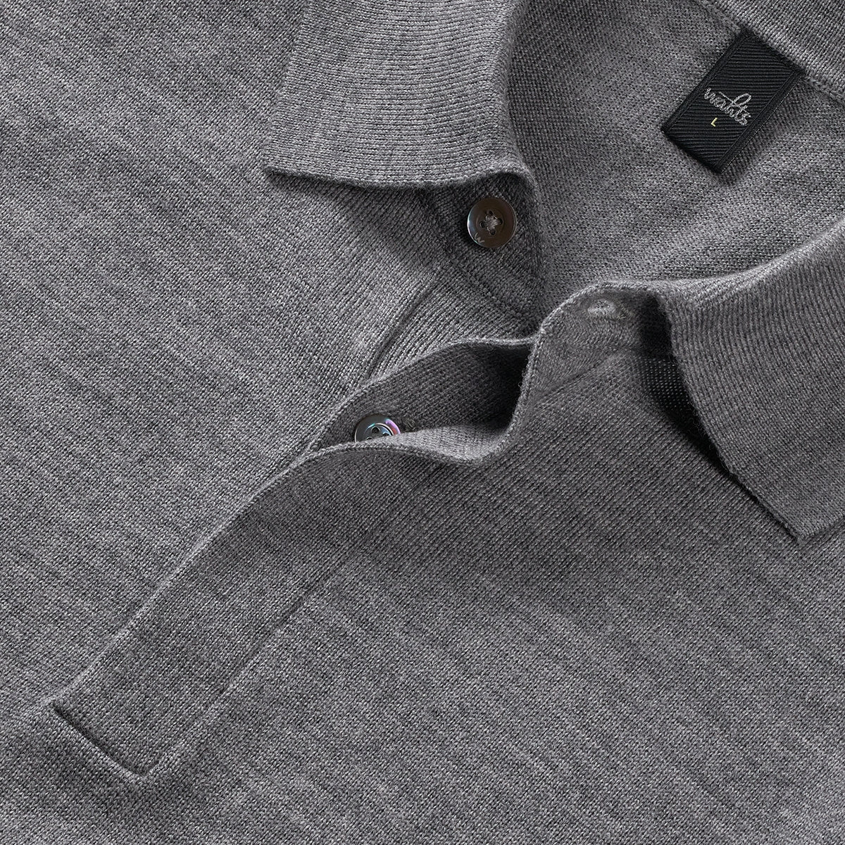 WAHTS | Le polo ''Hall'' en laine mérinos fine - gris moyen