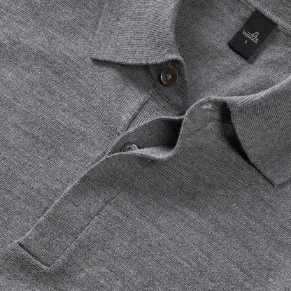 WAHTS | Le polo ''Hall'' en laine mérinos fine - gris moyen