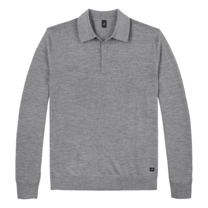 WAHTS | Le polo ''Hall'' en laine mérinos fine - gris moyen