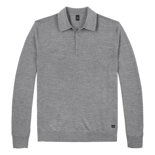 WAHTS | Le polo ''Hall'' en laine mérinos fine - gris moyen