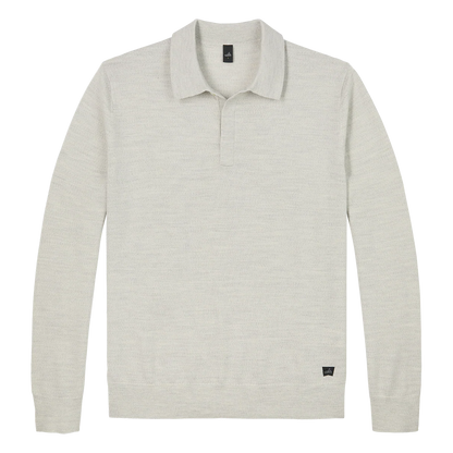 WAHTS | Le polo ''Hall'' en laine mérinos fine - Blanc hivernal
