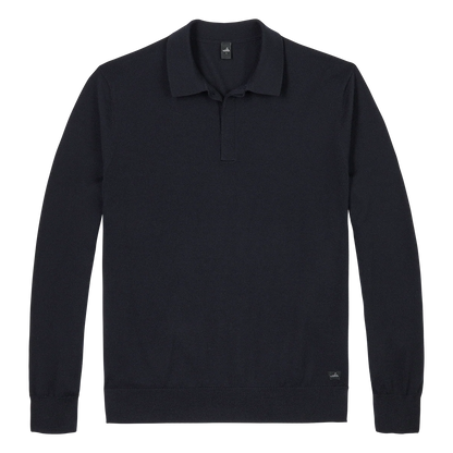 WAHTS | Le polo ''Hall'' en laine mérinos fine - Bleu nuit