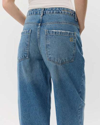 SOFIE SCHNOOR | Jeans coupe ballon "HAVANA"- Bleu denim