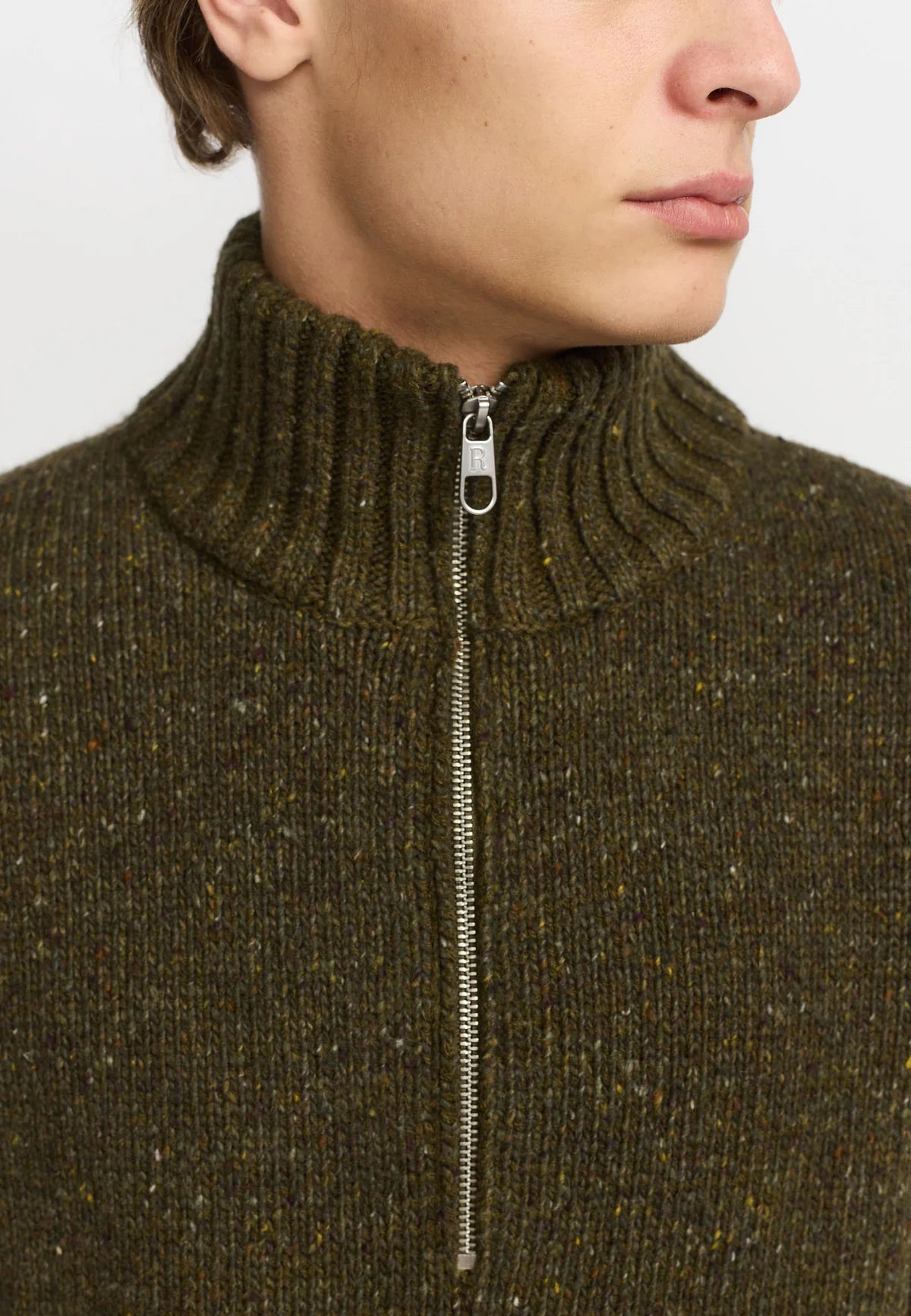 Revolution | Pull en tricot à demi-zip "6619" - Armée