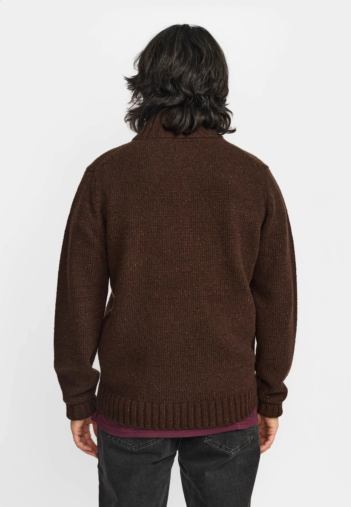 Revolution | Pull en tricot à demi-zip "6619" - Brun foncé