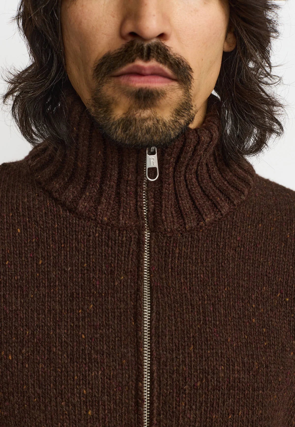 Revolution | Pull en tricot à demi-zip "6619" - Brun foncé