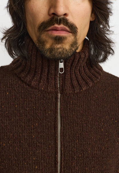 Revolution | Pull en tricot à demi-zip "6619" - Brun foncé