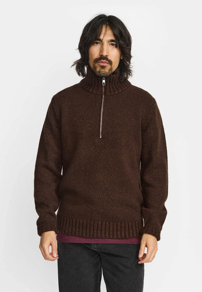 Revolution | Pull en tricot à demi-zip "6619" - Brun foncé
