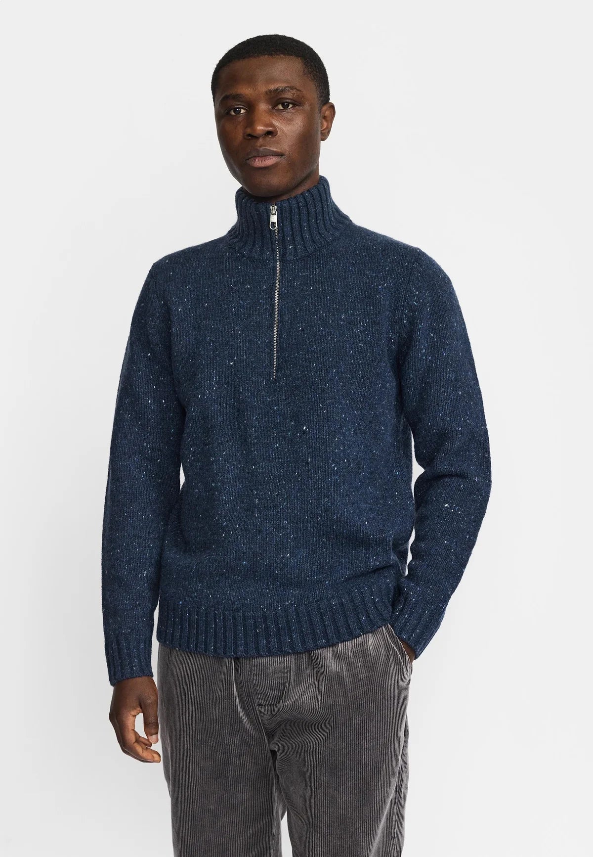 Revolution | Pull en tricot à demi-zip "6619" - Bleu marin