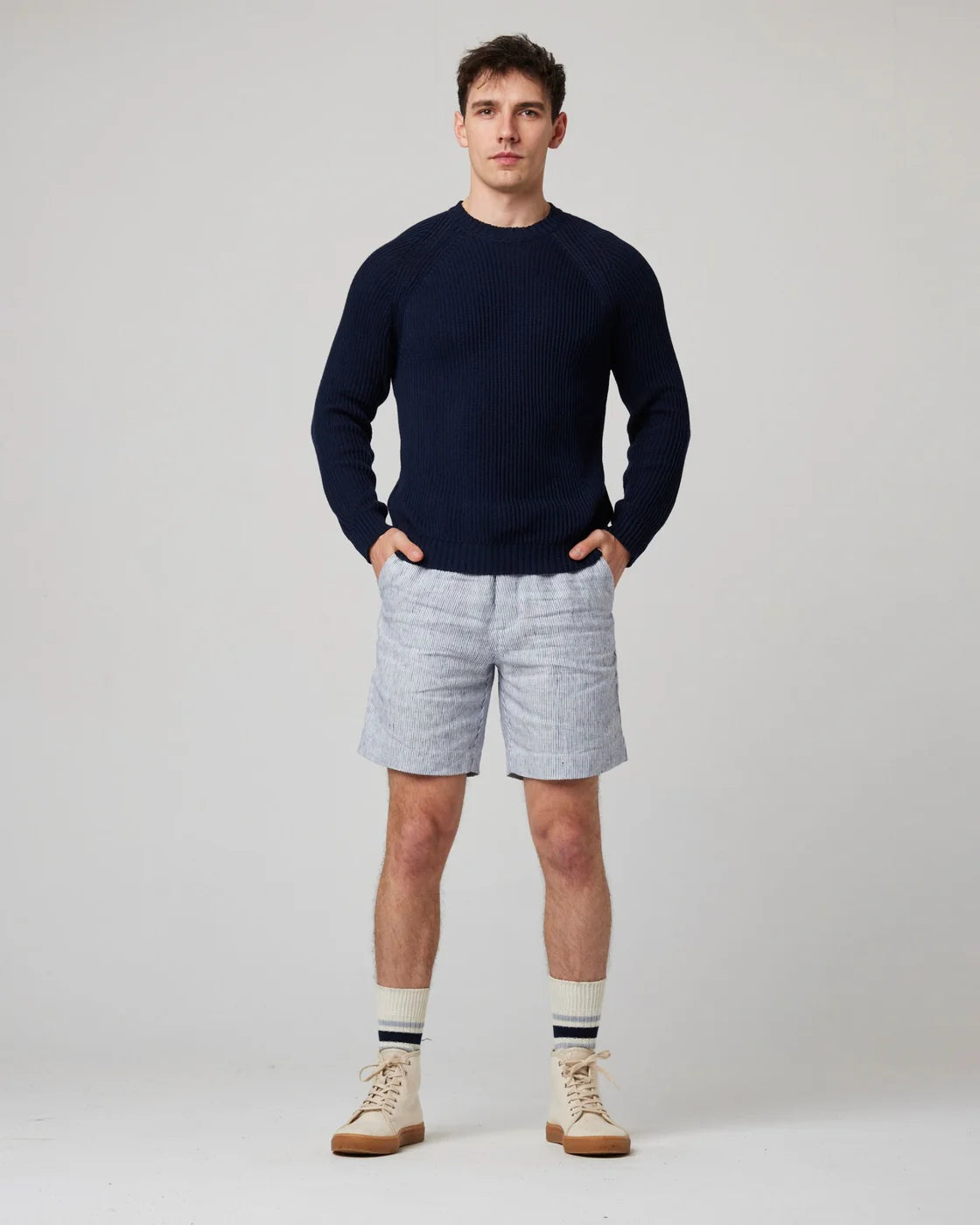 Peregrine | Pull à col rond ''Harry'' en coton - Bleu marine