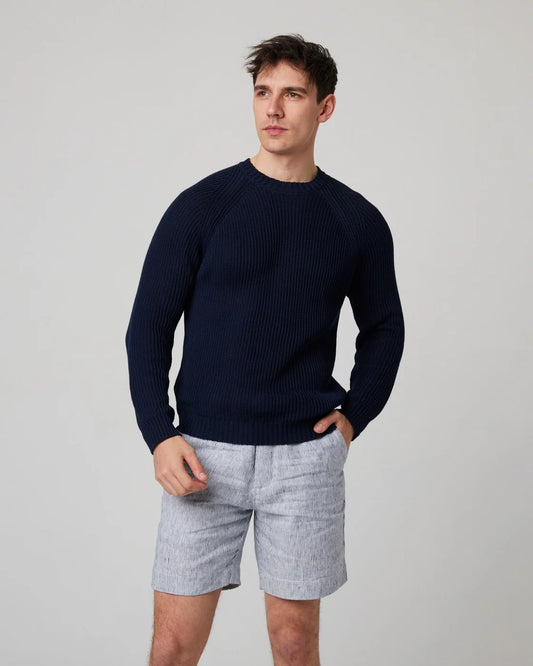 Peregrine | Pull à col rond ''Harry'' en coton - Bleu marine