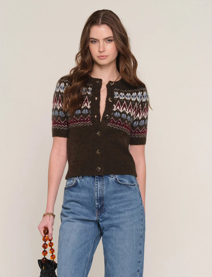 Heartloom | Cardigan à manches courtes "Positano" | Brun