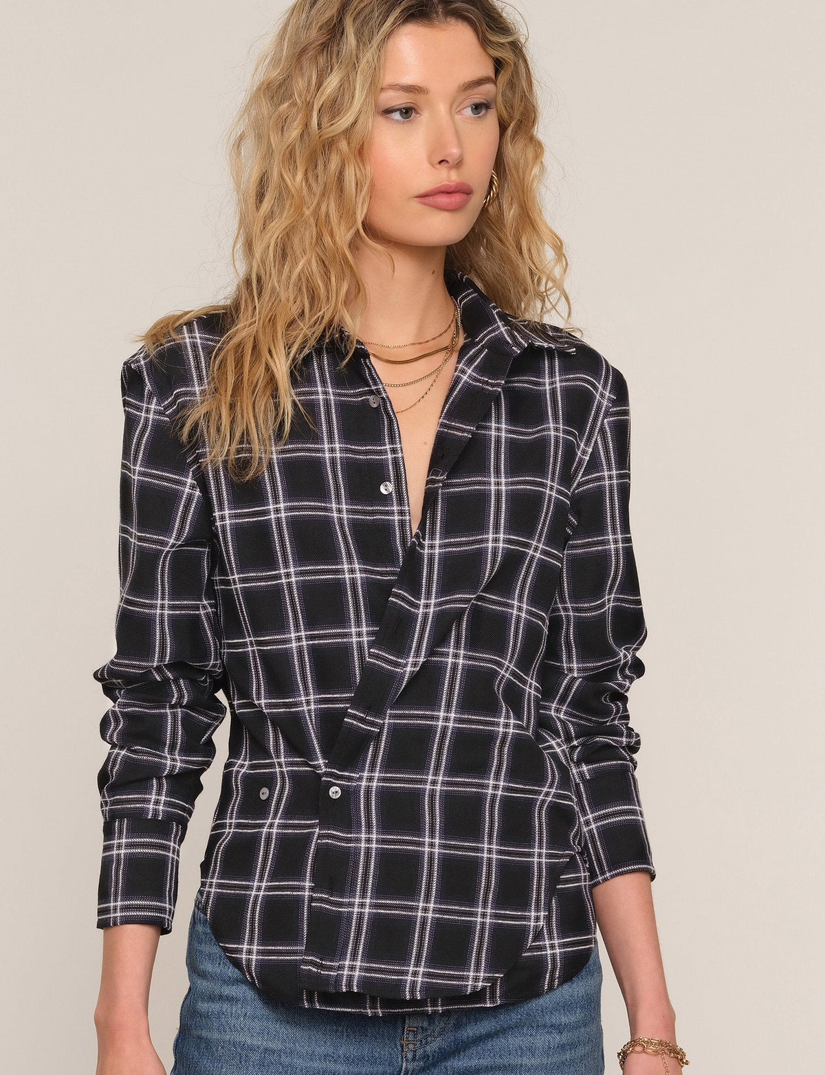 Heartloom | Chemise à carreaux "Brielle" | Noir