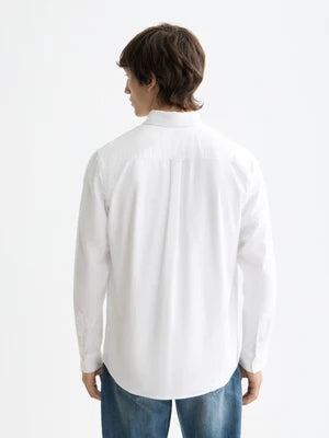 Scotch & Soda | Chemise à manches longues Oxford  "Solid" - Blanc