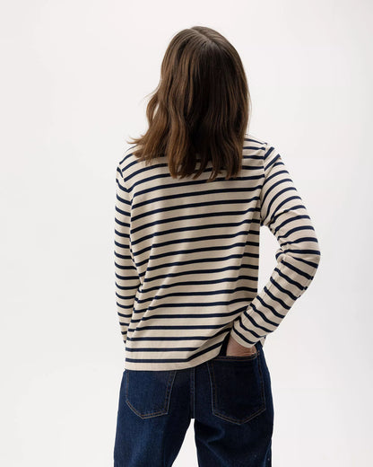 Holebrook Sweden | T-shirt "Engla" à manches longues rayé | Beige et bleu marine