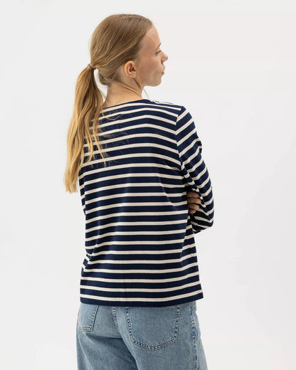Holebrook Sweden | T-shirt "Engla" à manches longues rayé | Bleu marine et beige