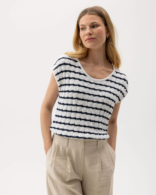 HOLEBROOK | Top sans manche "JUNI" - Blanc/bleu
