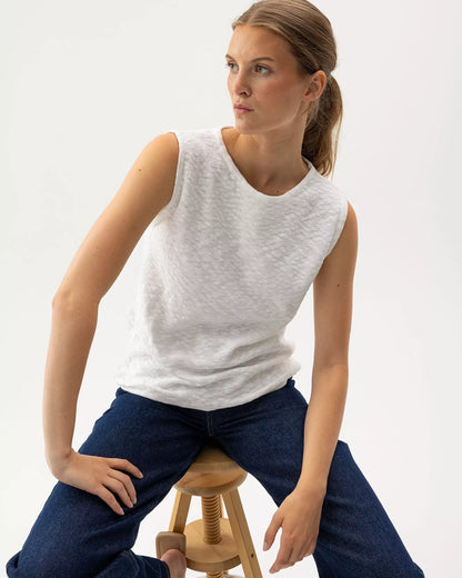 Holebrook Sweden | Top "Juni" sans manches en maille | Blanc