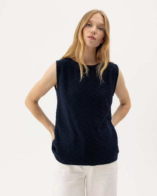 Holebrook Sweden | Top "Juni" sans manches en maille | Bleu marine