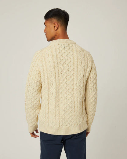 Peregrine | Pull ''Hudson Aran'' en laine britannique - Écru