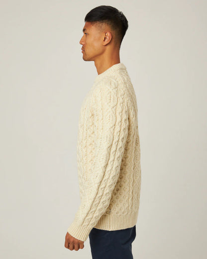 Peregrine | Pull ''Hudson Aran'' en laine britannique - Écru