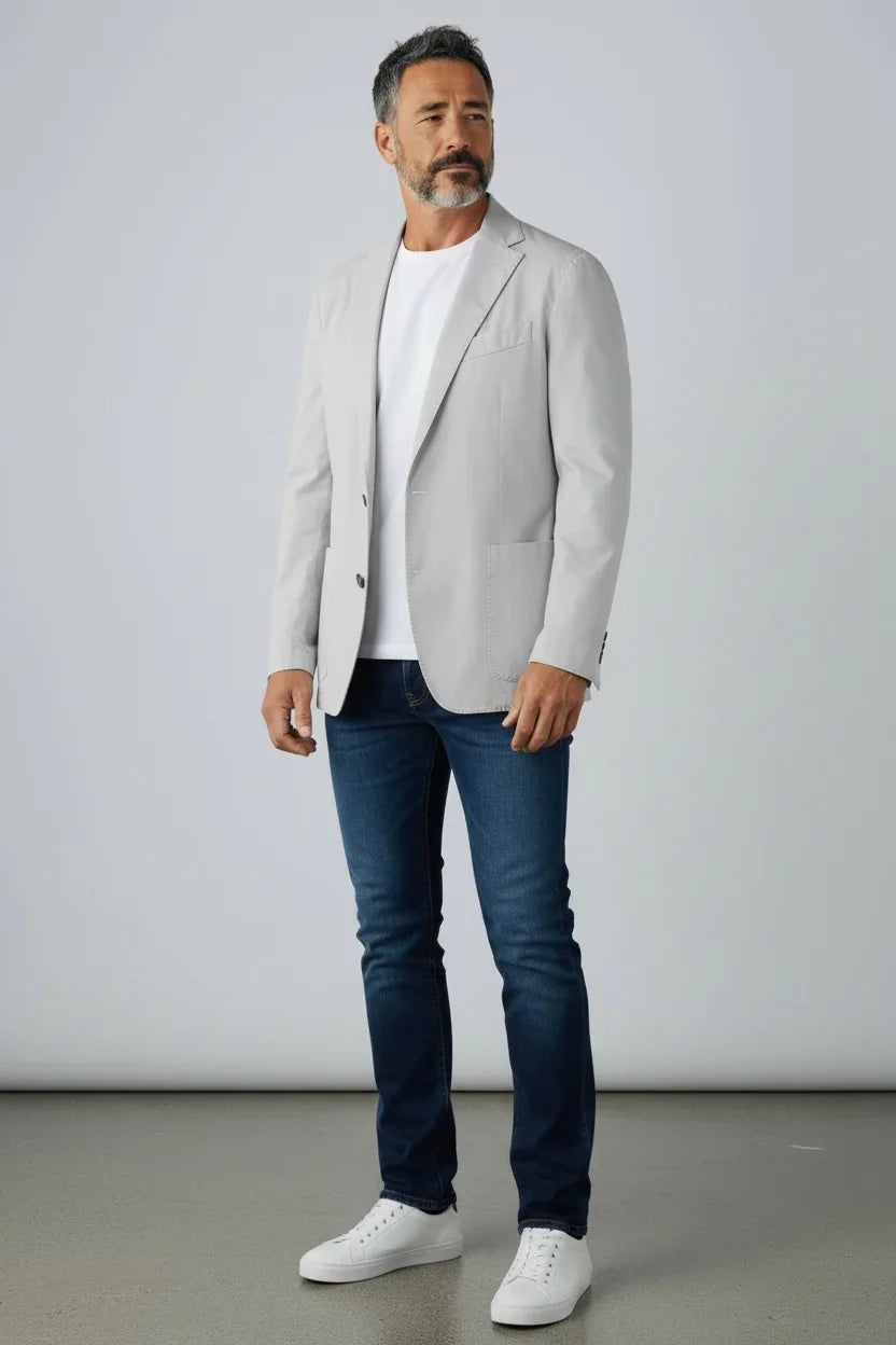 EMANUEL BERG | Veste souple déstructurée en coton délavé - Gris clair