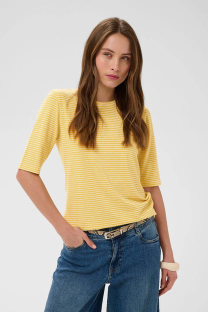 Culture | T-shirt rayé ''Kiddy Oneck'' - Jaune/Blanc