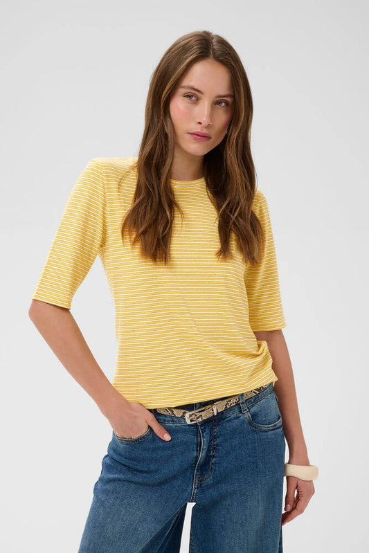 Culture | T-shirt rayé ''Kiddy Oneck'' - Jaune/Blanc