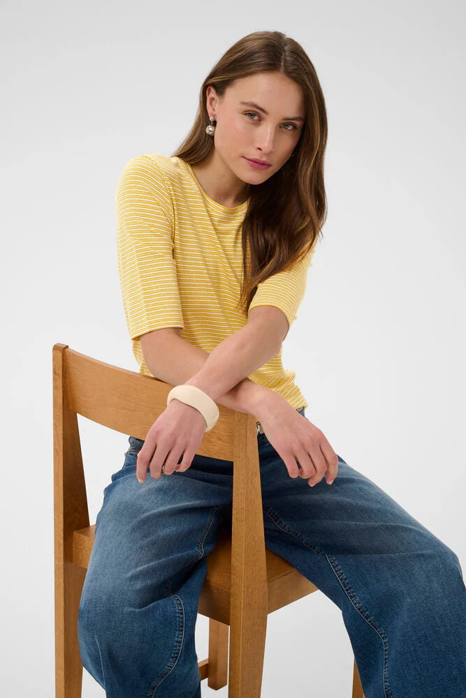Culture | T-shirt rayé ''Kiddy Oneck'' - Jaune/Blanc