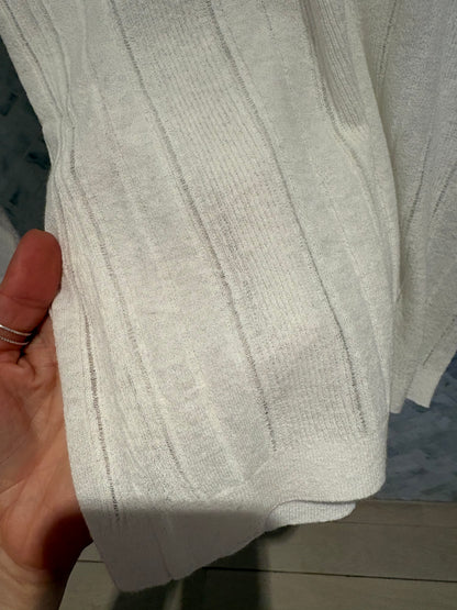 White & Warren | Chandail "Henley" en  coton/ lin - Blanc