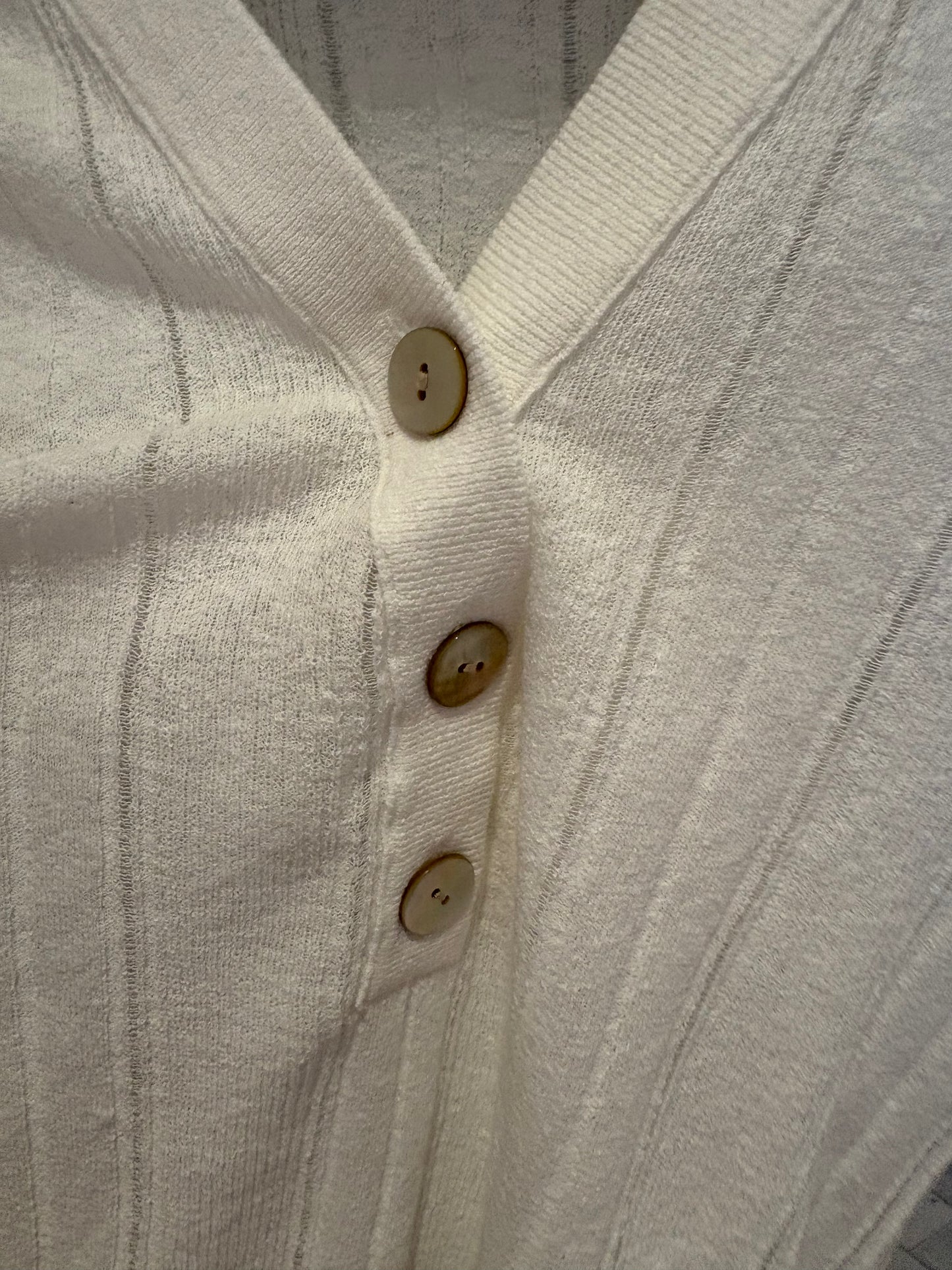 White & Warren | Chandail "Henley" en  coton/ lin - Blanc