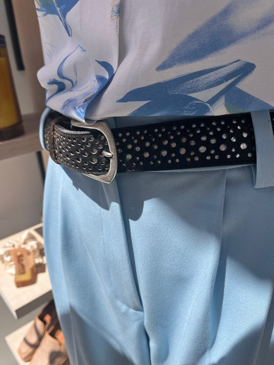 B.BELT - CEINTURE "JEEN" boucle ARGENT - Noir