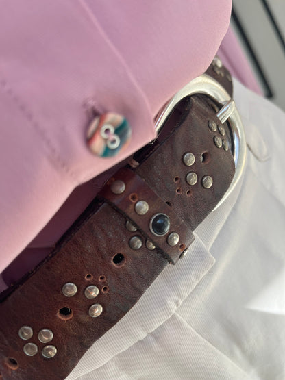B.BELT - CEINTURE "VERA" boucle ARGENT - Marron