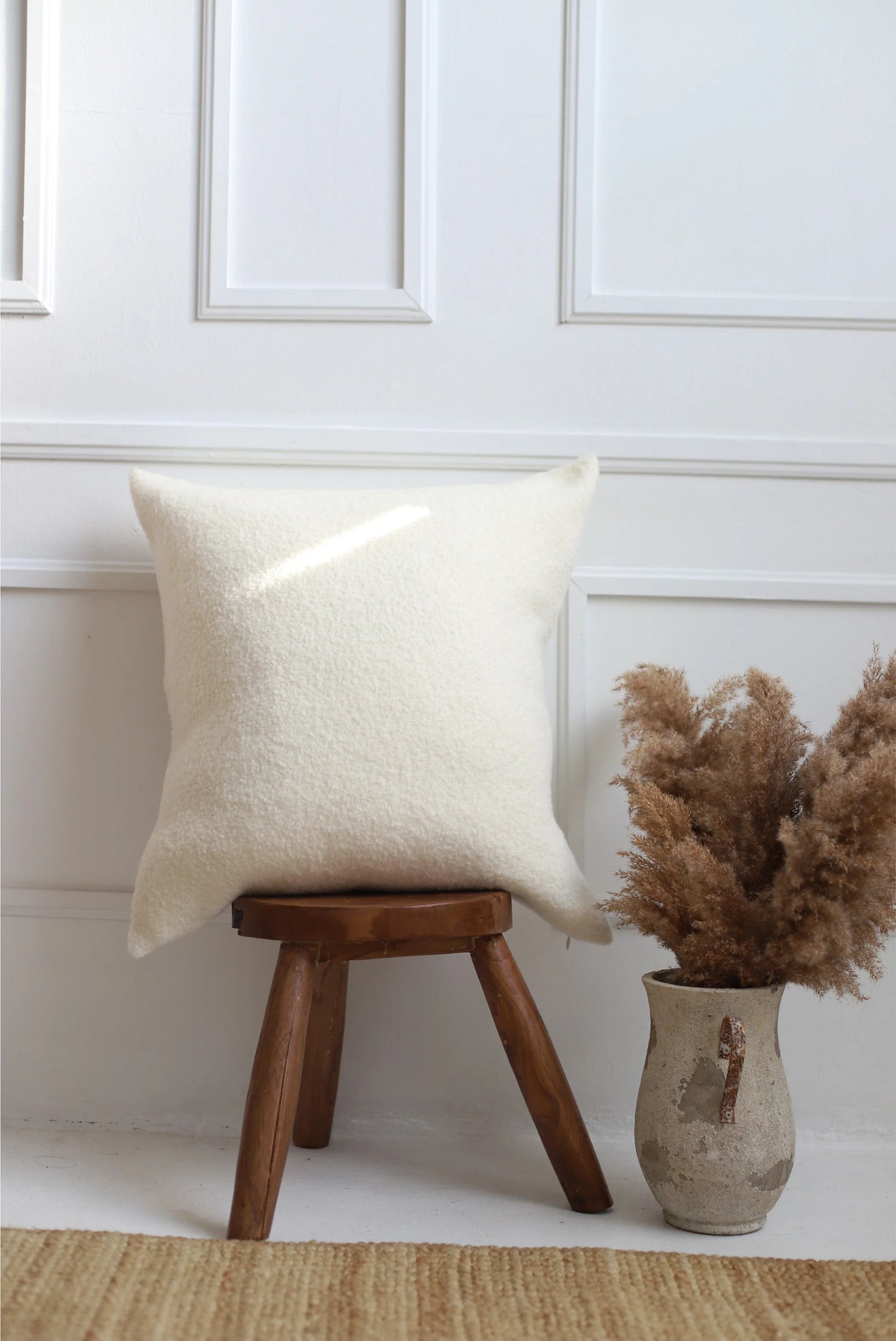 Linen Way | Coussin en laine Baldwin - Ivoire bouclé
