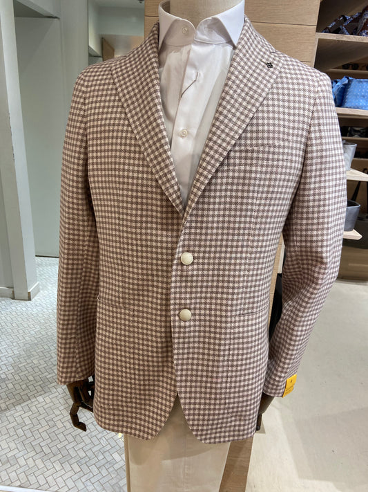 Tagliatore| vestes- Carreaux taupe et blanc