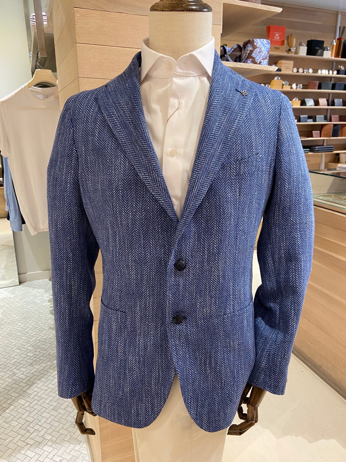 Tagliatore | vestes- Chevrons Bleu denim