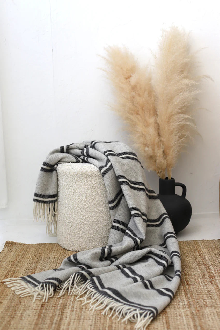 Linen Way | Couverture Uxbridge en laine - Gris