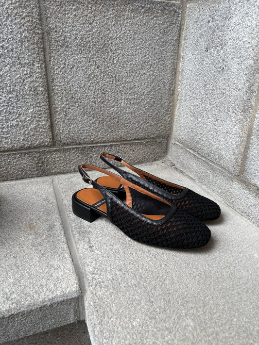 Angel Alarcon | Sandales en crochet "Caroline" - Noir
