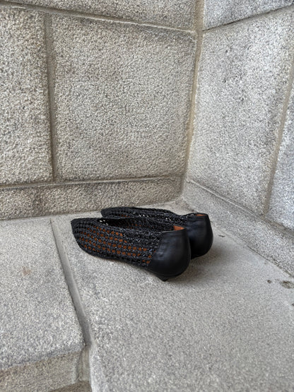 Angel Alarcon | Ballerines en paille "TRENZADO" - Noir