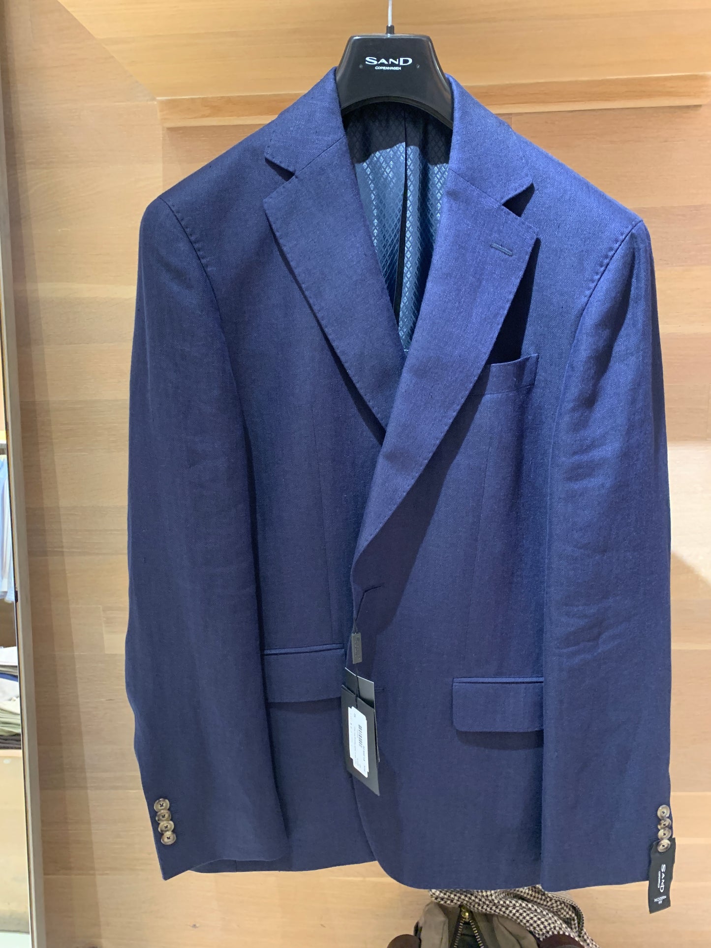 SAND Copenhagen | Le blazer en lin à motif chevrons ''Star Napoli'' - Bleu